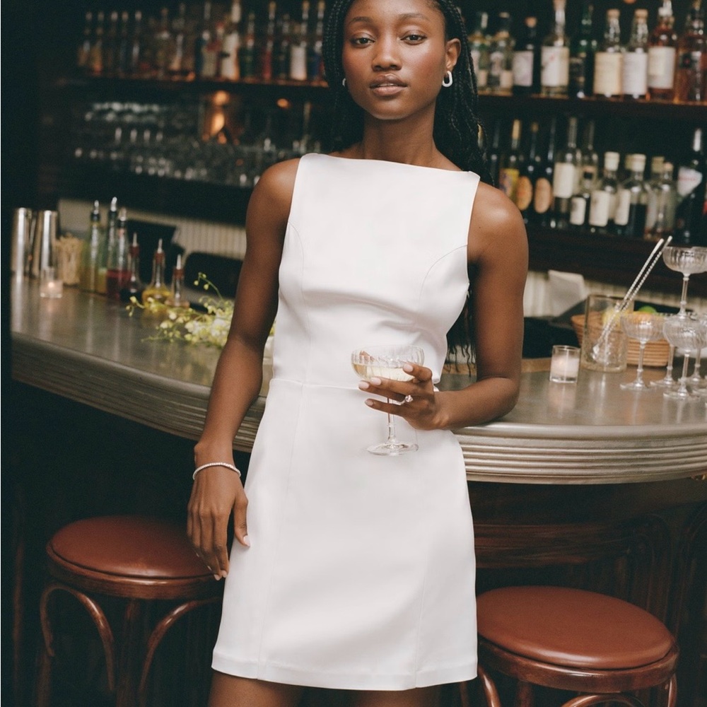 Abercrombie Slash Neck Mini White Dress